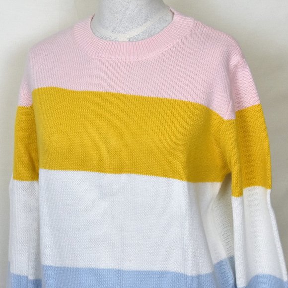 ELODIE Sweater S Multi Color Acrylic Blend Crew Ne - Picture 3 of 7